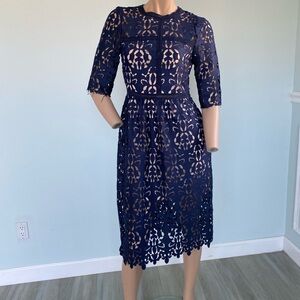 Handmade Elegant Navy Lace Dress